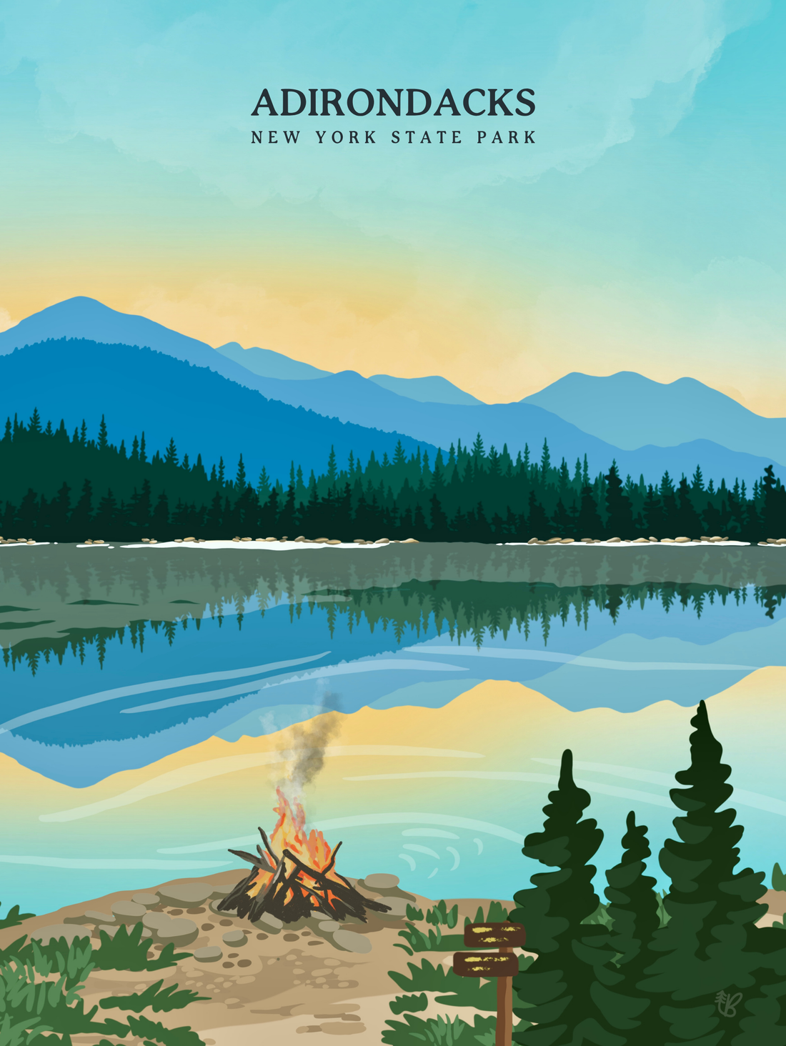 Adirondacks Campfire Print