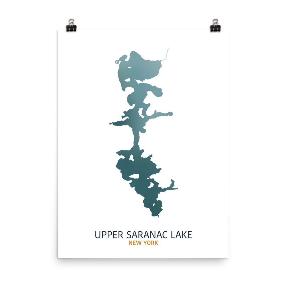 Upper Saranac Lake Map Print